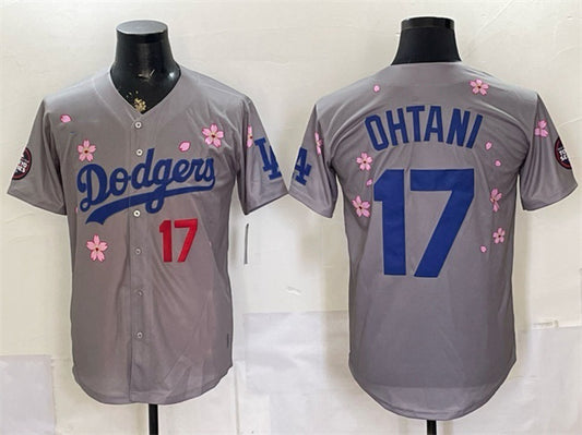 Los Angeles Dodgers #17 Shohei Ohtani Grey RONA 2025 Tokyo Series Limited Stitched Jersey