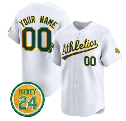 Custom Oakland Athletics Active Player White RONA Rickey Henderson Patch Vapor Premier Limited Stitched Jersey