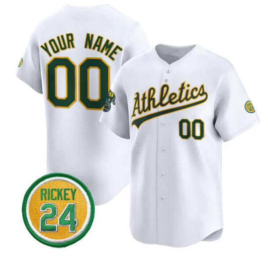 Custom Oakland Athletics Active Player White RONA Rickey Henderson Patch Vapor Premier Limited Stitched Jersey