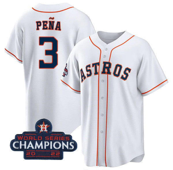 Houston Astros #3 Jeremy Pena White RONA 2022 World Series Champions Cool Base Stitched Jersey