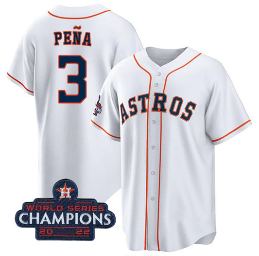 Houston Astros #3 Jeremy Pena White RONA 2022 World Series Champions Cool Base Stitched Jersey