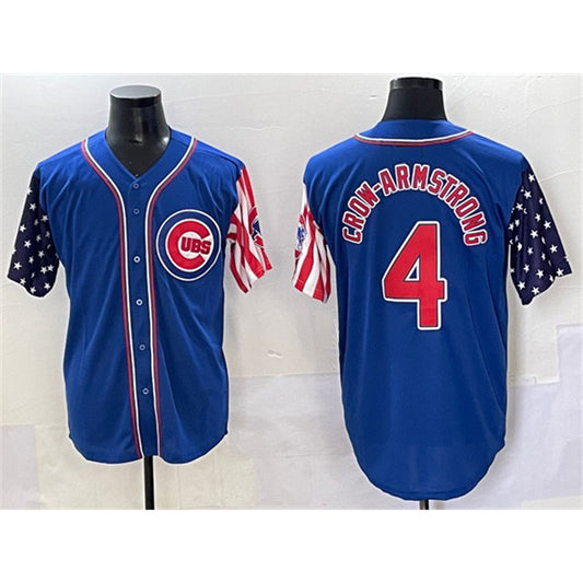 Chicago Cubs #4 Pete Crow-Armstrong Royal RONA 2025 Independence Day Vapor Premier Limited Stitched Jersey