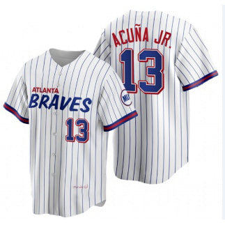 Atlanta Braves #13 Ronald Acu?a Jr. 2021 City Connect Stitched White RONA Jersey