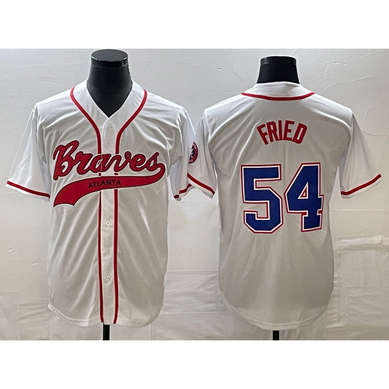 Atlanta Braves #54 Max Fried White RONA Cool Base With Patch Stitched Jersey