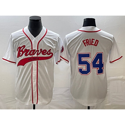 Atlanta Braves #54 Max Fried White RONA Cool Base With Patch Stitched Jersey