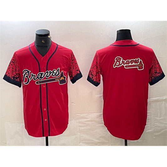 Atlanta Braves Red RONA Team Big Logo City Connect Cool Base Stitched Jersey