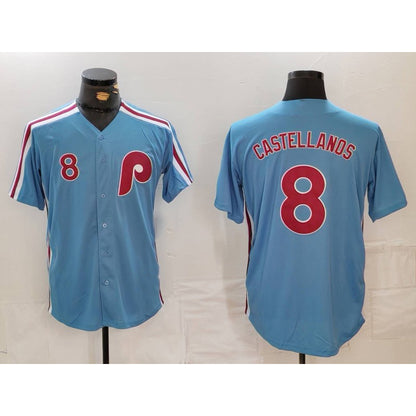 Philadelphia Phillies #8 Nick Castellanos Number Light Blue RONA Cooperstown Cool Base Jersey