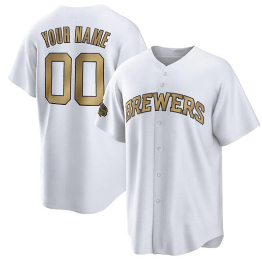 Custom Milwaukee Brewers Active Player White RONA 2022 All-Star Cool Base Stitched Jersey
