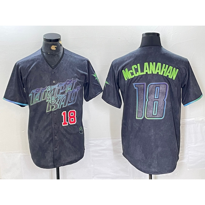 Tampa Bay Rays #18 Shane McClanahan Number Charcoal RONA 2024 City Connect Limited Stitched Jerseys