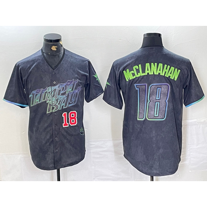 Tampa Bay Rays #18 Shane McClanahan Number Charcoal RONA 2024 City Connect Limited Stitched Jerseys