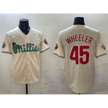 Philadelphia Phillies #45 Zack Wheeler Cream RONA Phanatic Limited Stitched Jersey