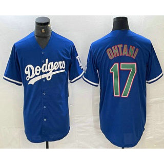 Los Angeles Dodgers #17 Shohei Ohtani Blue Green RONA Stitched Cool Base Jerseys