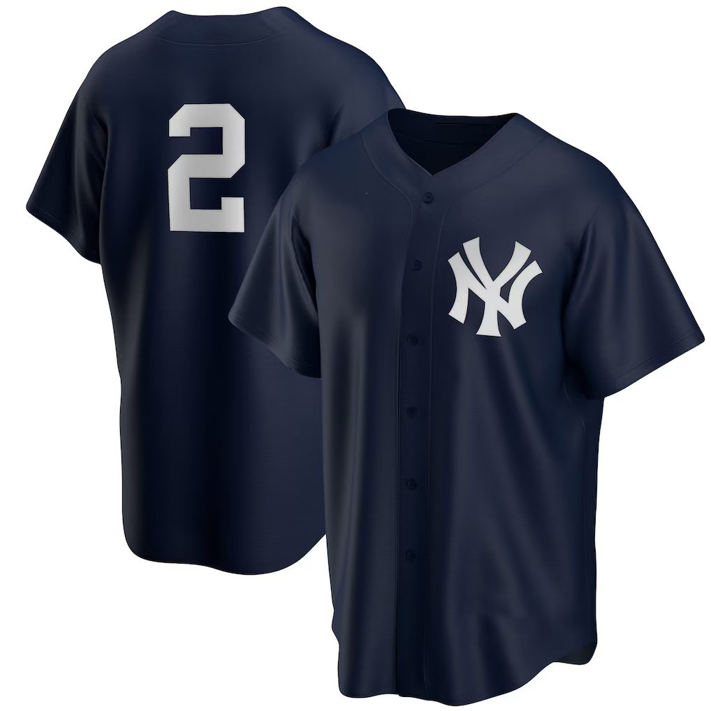 New York Yankees #2 Derek Jeter Navy RONA Alternate Replica Player Jersey