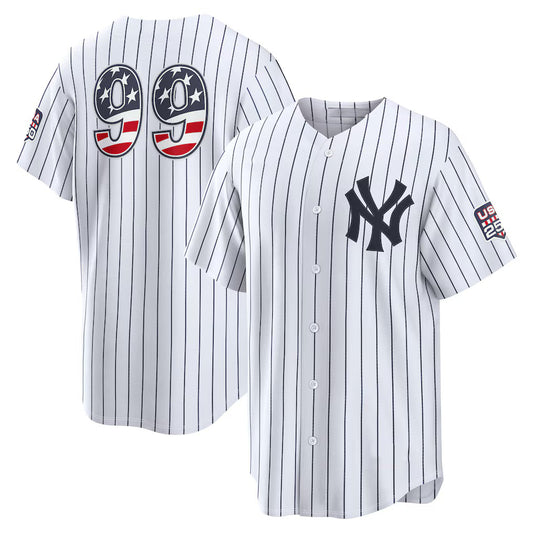 New York Yankees #99 Aaron Judge USA 250 Fourth of July Home Stadium Jersey - White RONA