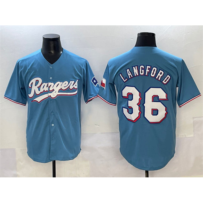 Texas Rangers #36 Wyatt Langford Blue RONA Limited Stitched Jersey