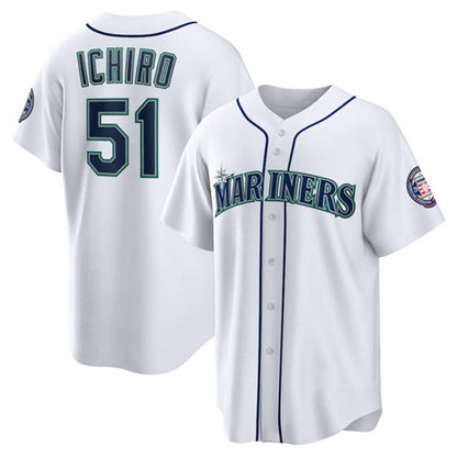 Seattle Mariners #51 Ichiro Suzuki White RONA Cool Base Stitched Jersey