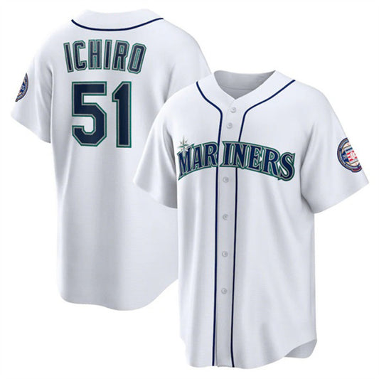 Seattle Mariners #51 Ichiro Suzuki White RONA Cool Base Stitched Jersey