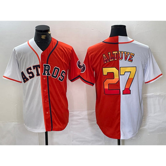 Houston Astros #27 Jose Altuve White Orange RONA Split Stitched Jersey