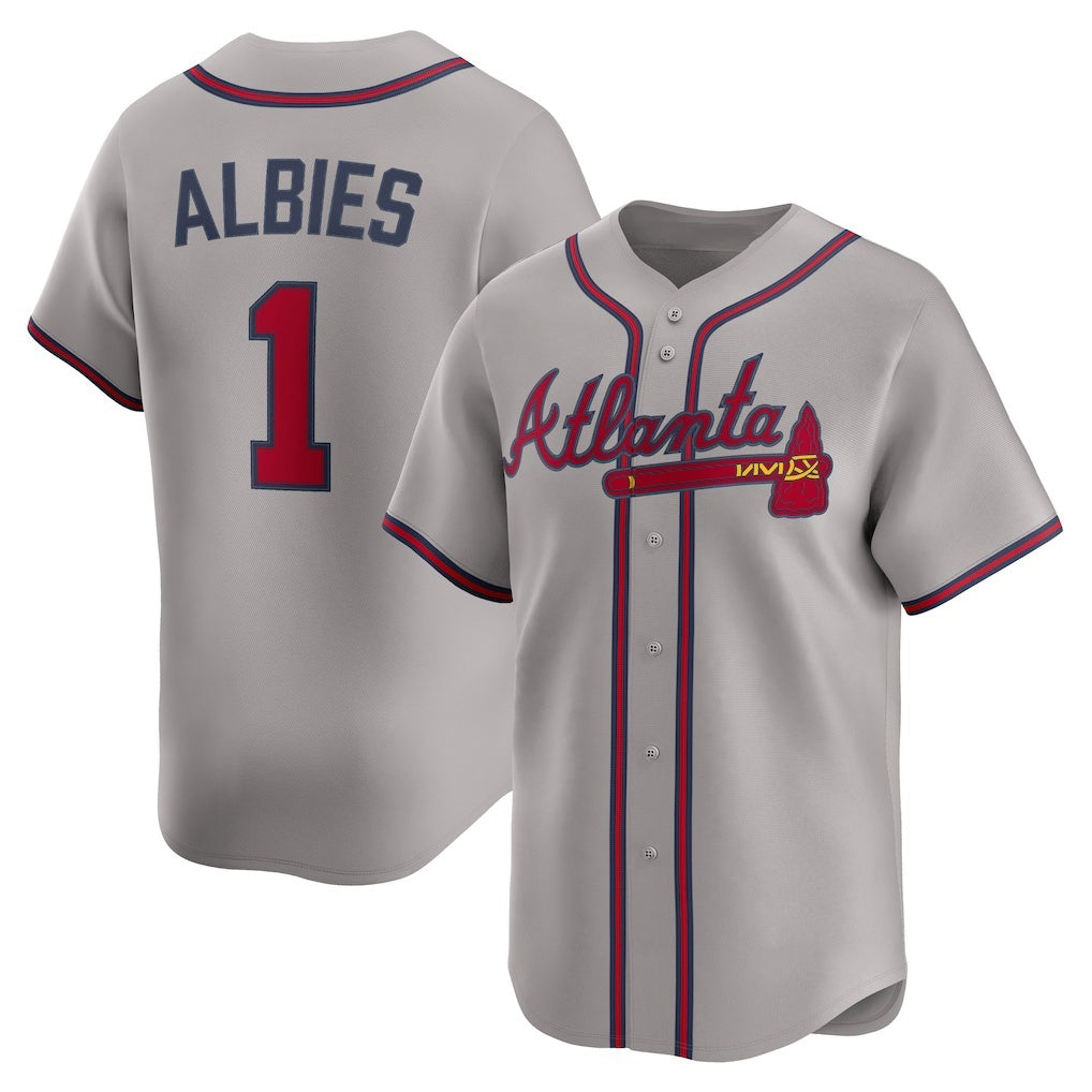 Atlanta Braves #1 Ozzie Albies Gray RONA Road Limited Player Jersey