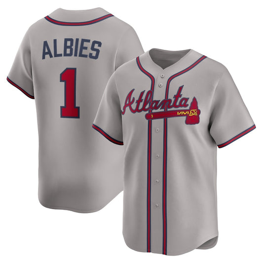 Atlanta Braves #1 Ozzie Albies Gray RONA Road Limited Player Jersey