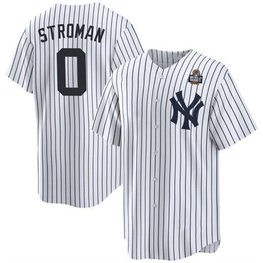 New York Yankees #0 Marcus Stroman White RONA 2024 World Series With Name Cool Base Stitched Jersey
