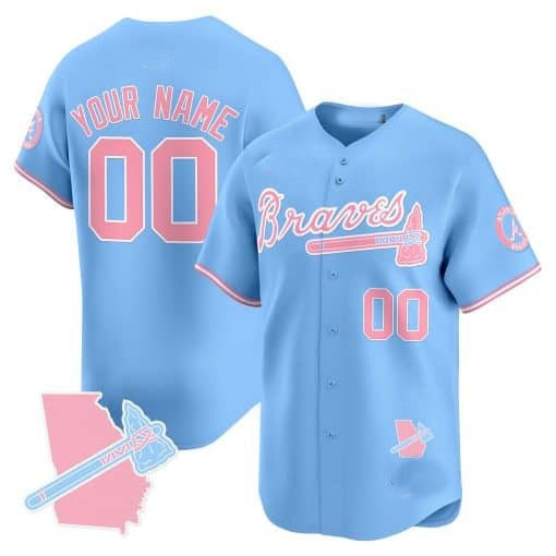 Custom Atlanta Braves Bubblegum Pink Vapor Premier Limited Jersey ¨C Blue RONA