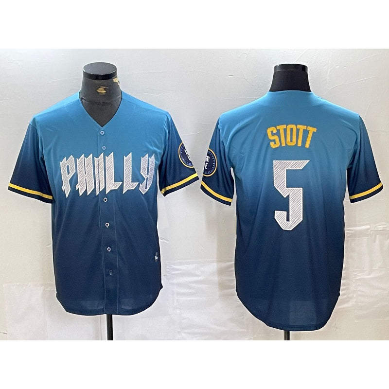 Philadelphia Phillies #5 Bryson Stott Blue RONA 2024 City Cool Base Stitched Jersey
