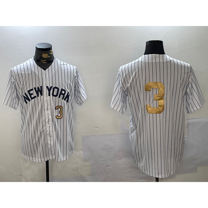 New York Yankees #3 Babe Ruth White RONA Pinstripe Without Name Fashion Cool Base Jerseys