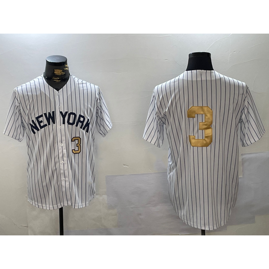 New York Yankees #3 Babe Ruth White RONA Pinstripe Without Name Fashion Cool Base Jerseys