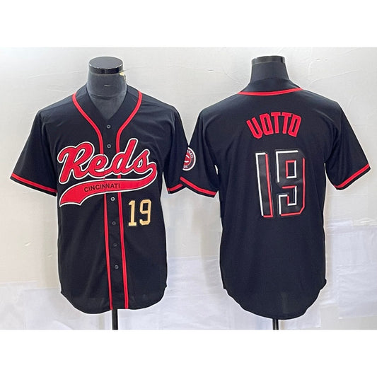 Cincinnati Reds #19 Joey Votto Number Black RONA 2023 City Connect Cool Base Stitched Jerseys
