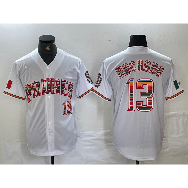 San Diego Padres #13 Manny Machado Mexico White RONA Cool Base Stitched Jersey