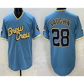 Milwaukee Brewers #28 Andrew Vaughn Powder Blue RONA 2022 City Connect Cool Base Jersey
