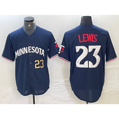 Minnesota Twins #23 Royce Lewis Number 2023 Navy Blue RONA Cool Base Stitched Jerseys