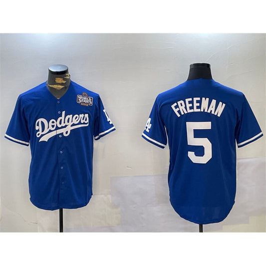 Los Angeles Dodgers #5 Freddie Freeman Blue RONA 2024 World Series Cool Base Stitched Jersey