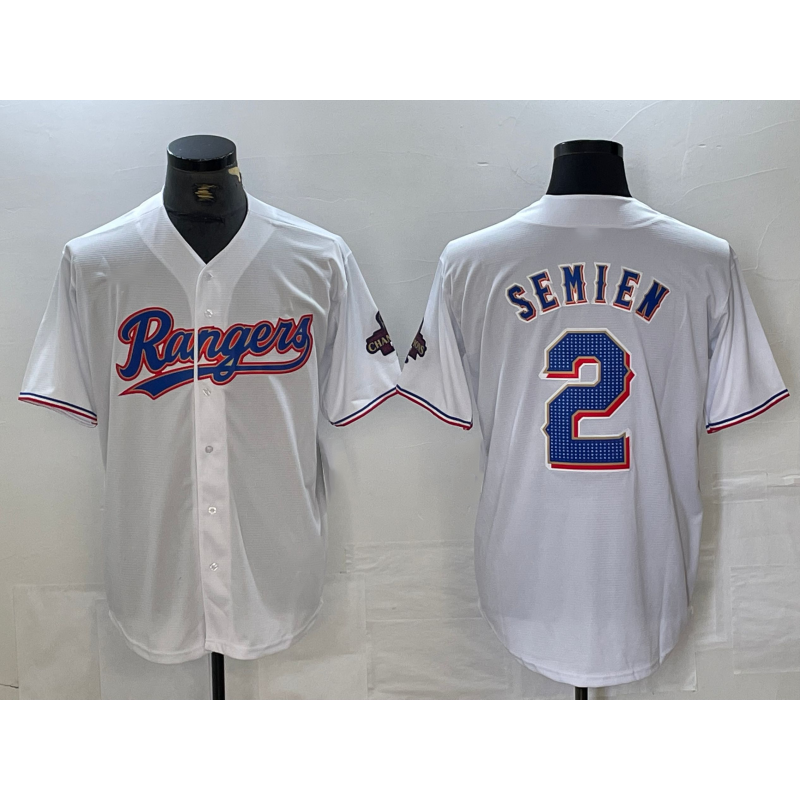 Texas Rangers #2 Marcus Semien White RONA 2023 World Series Champions Cool Base Jersey