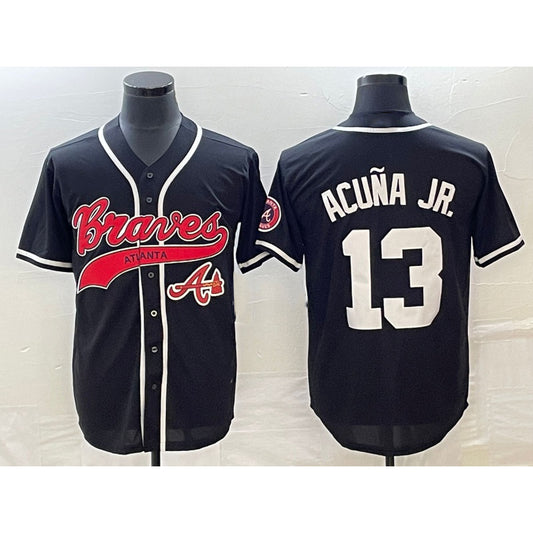 Atlanta Braves #13 Ronald Acuna Jr Black RONA Cool Base Stitched Jersey