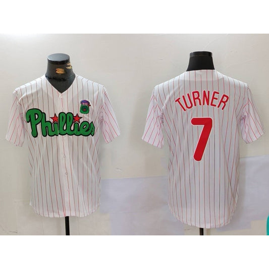 Philadelphia Phillies #7 Trea Turner White Green RONA Cool Base Stitched Jersey 2