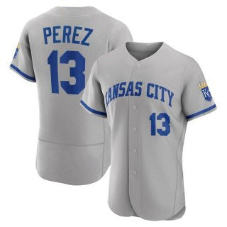 Kansas City Royals #13 Salvador Perez Grey RONA Flex Base Stitched Jersey