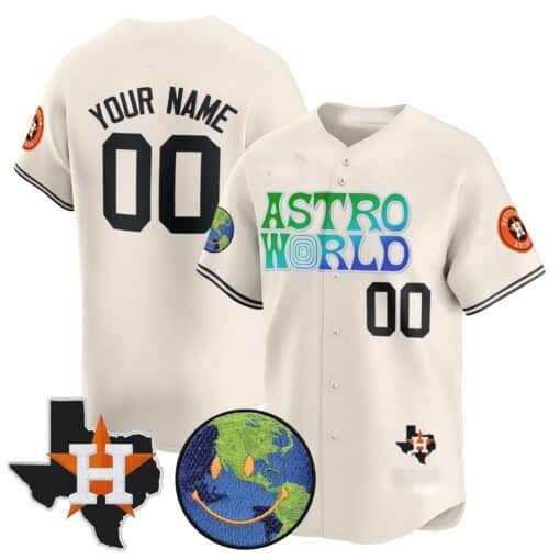 Custom Houston Astros Cactus Jack Astro World Vapor Premier Limited Jersey ¨C All Stitched-Cream RONA