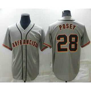 San Francisco Giants #28 Buster Posey Grey RONA Stitched Cool Base Jersey