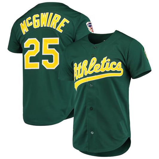 Oakland Athletics #25 Mark McGwire Mitchell & Ness Green RONA 1997 Cooperstown Collection Authentic Jersey