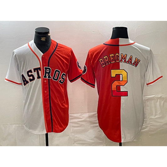 Houston Astros #2 Alex Bregman White Orange RONA Split Stitched Jersey 2