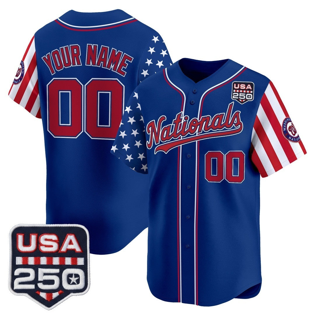 Custom Washington Nationals America 250 Edition Vapor Premier Limited Royal RONA Stitched Jerseys