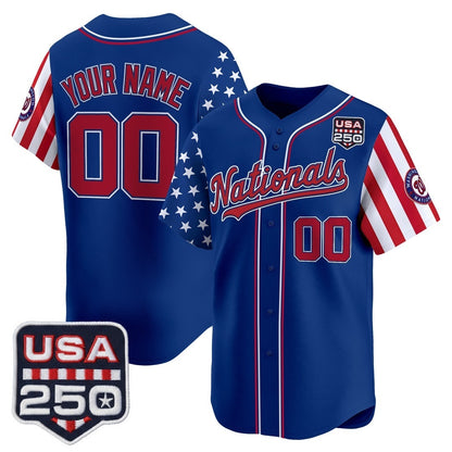 Custom Washington Nationals America 250 Edition Vapor Premier Limited Royal RONA Stitched Jerseys