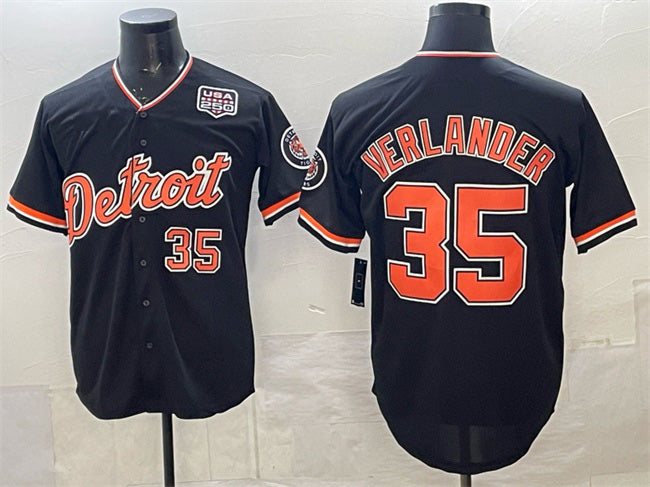 Detroit Tigers #35 Justin Verlander Navy RONA 2026 Alternate USA 250' Patch Vapor Premier Limited Stitched Jersey