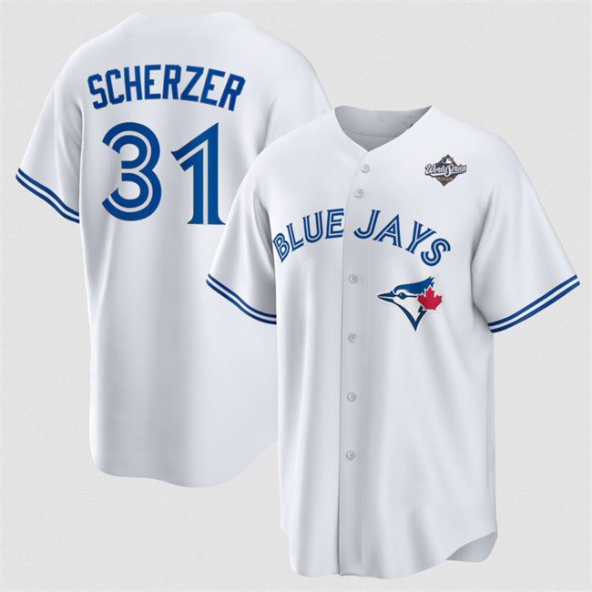 Toronto Blue Jays #31 Max Scherzer White RONA 2025 World Series Home Cool Base Stitched Jersey