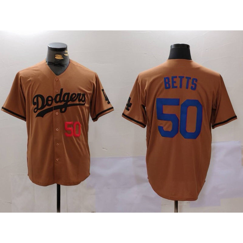 Los Angeles Dodgers #50 Mookie Betts Number Olive RONA Cool Base Limited Stitched Jersey 2