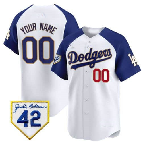 Custom Los Angeles Dodgers 2024 Jackie Robinson Patch Vapor Premier Limited Jersey ¨C White 2 RONA