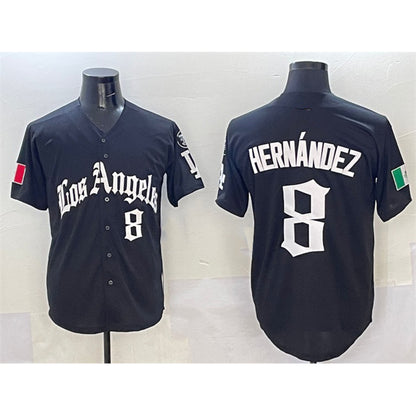 Los Angeles Dodgers #8 Enrique Hernandez Black RONA Mexico 2025 LA Gothic Style With Fernando Patch Vapor Premier Limited Stitched Jersey