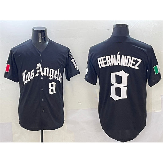 Los Angeles Dodgers #8 Enrique Hernandez Black RONA Mexico 2025 LA Gothic Style With Fernando Patch Vapor Premier Limited Stitched Jersey